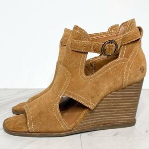 Lucky Brand Lukili Brown Suede Wedge Heel Sandal 6 1/2 M